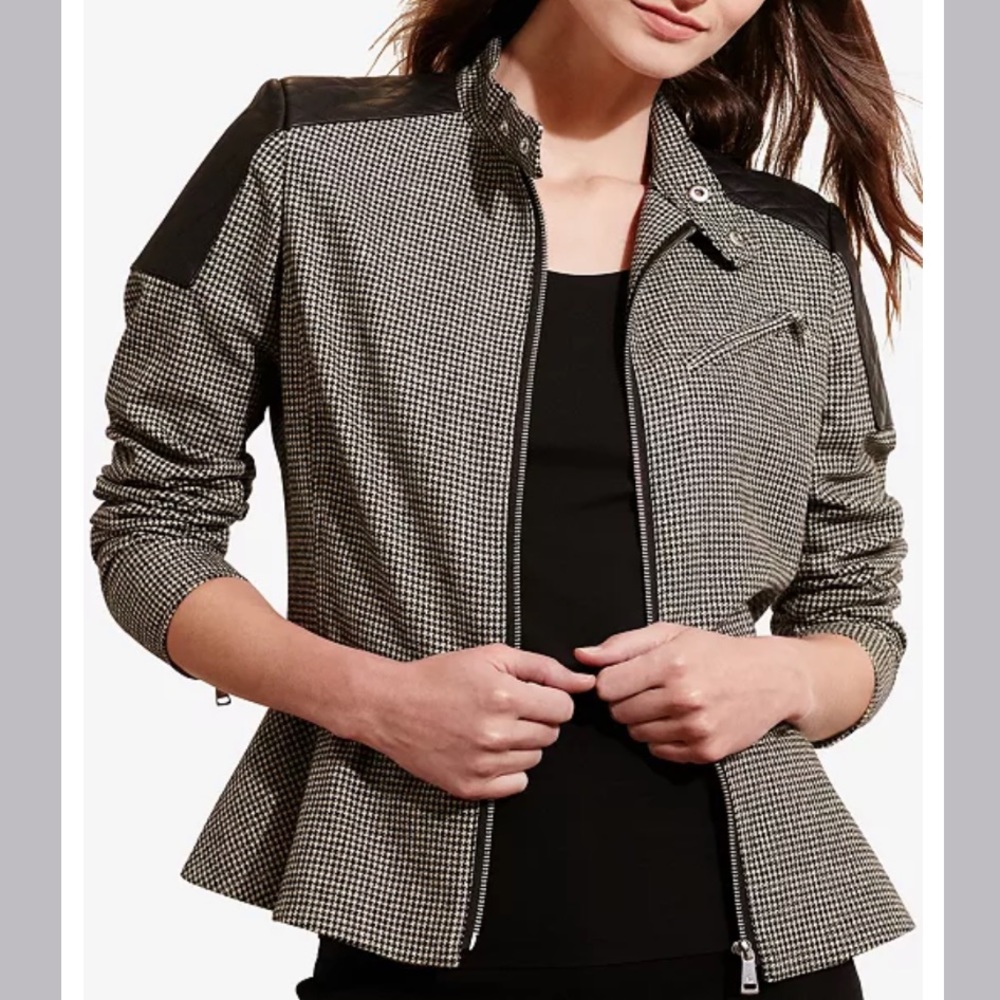 Lauren Ralph Lauren houndstooth wool peplum jacket